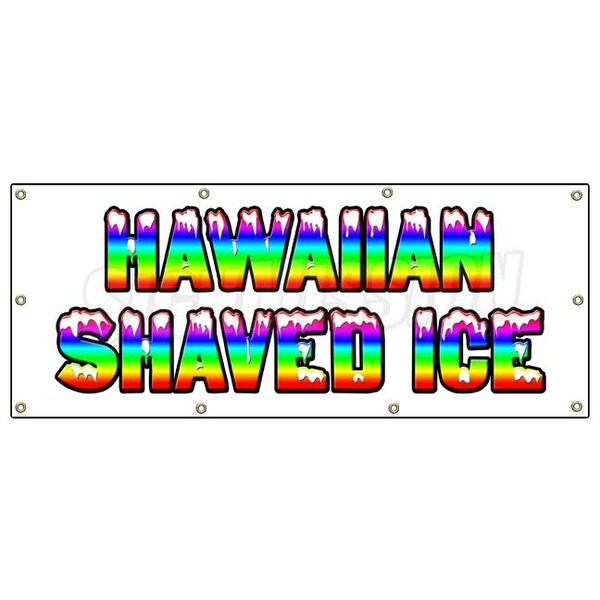 Signmission HAWAIIAN SHAVED ICE BANNER SIGN hawaian cart stand icee icy signs B-96 Hawaiian Shaved Ice - main